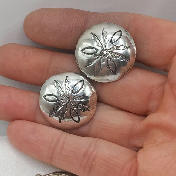 Navajo handmade sterling earrings bracelet - Picture 7 of 13